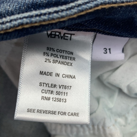 Vervet Flying Monkey distressed Dark wash Skinny Jeans Size 31 Raw hem Stretch - Picture 8 of 14